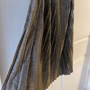 Golden metal shiny midi skirt